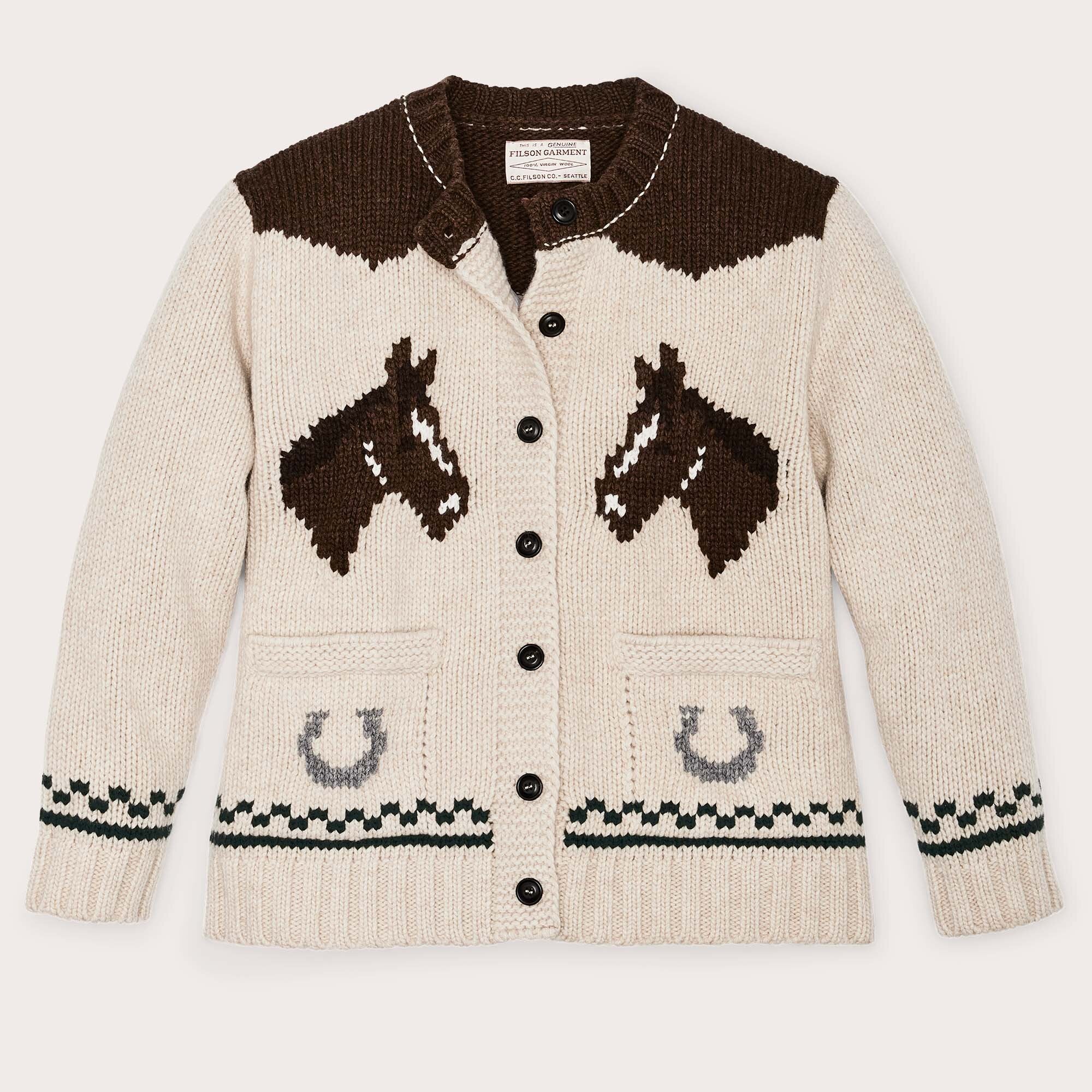 Women s wool cardigan by Filson Cream horse Beige