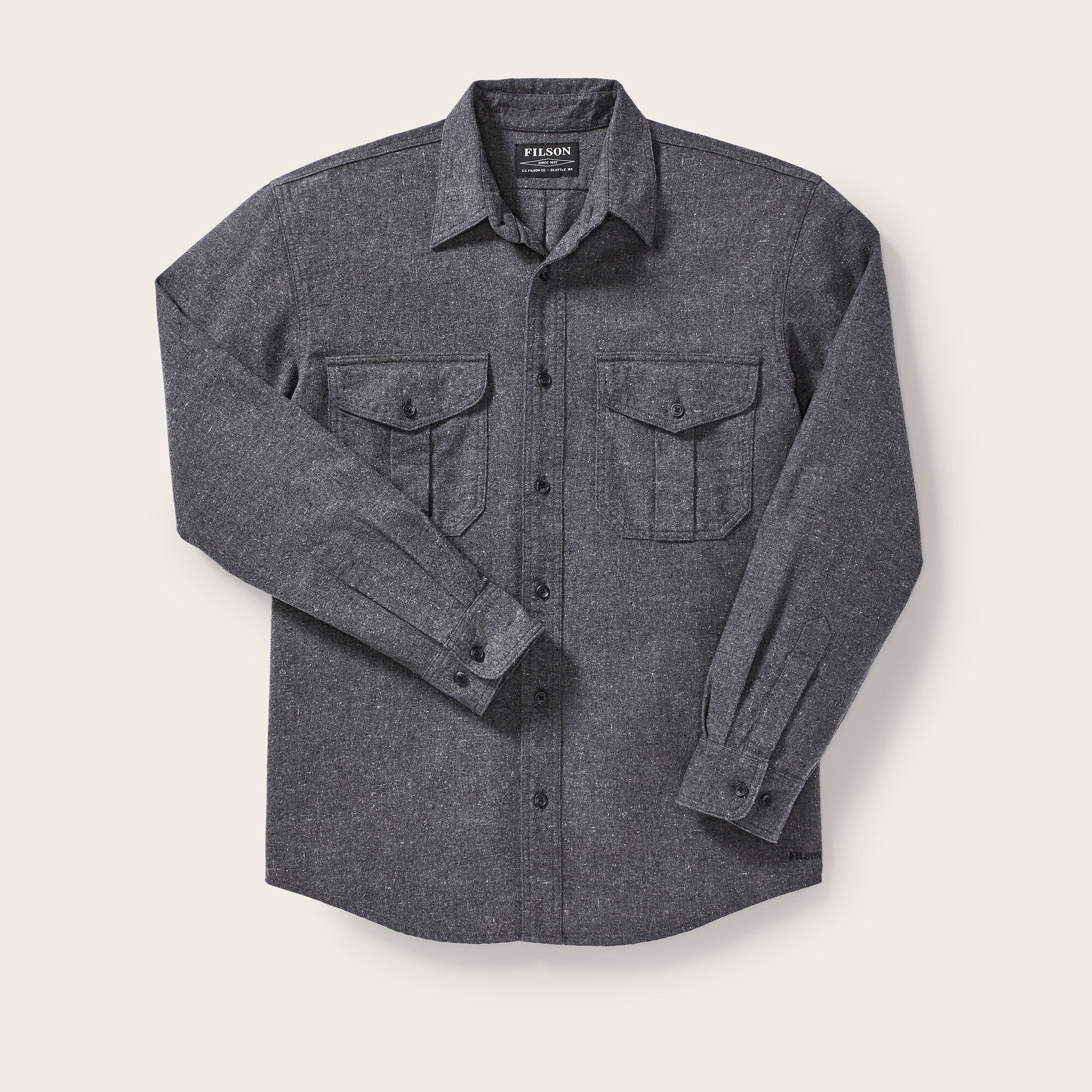 Filson Men's Large popular Long Sleeve Crew Neck Light Heathered Gray Shirt