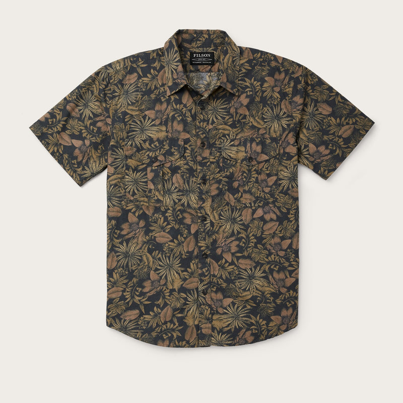 Filson's washed short sleeve feather cloth shirt di Filson | Palm (Multicolor)