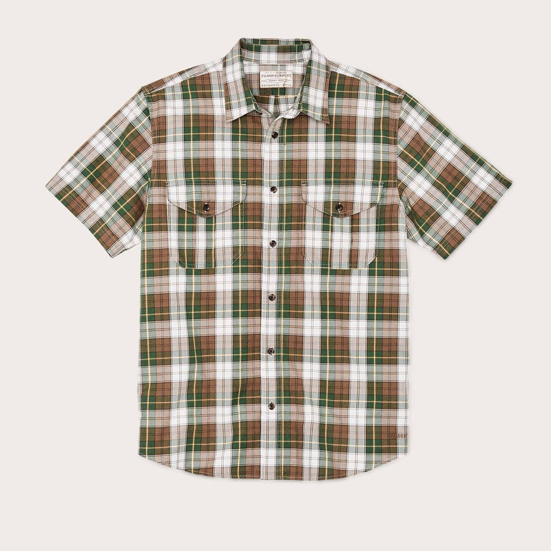 Short sleeve lightweight alaskan guide shirt by Filson | Green / white / brow (Multicolor)