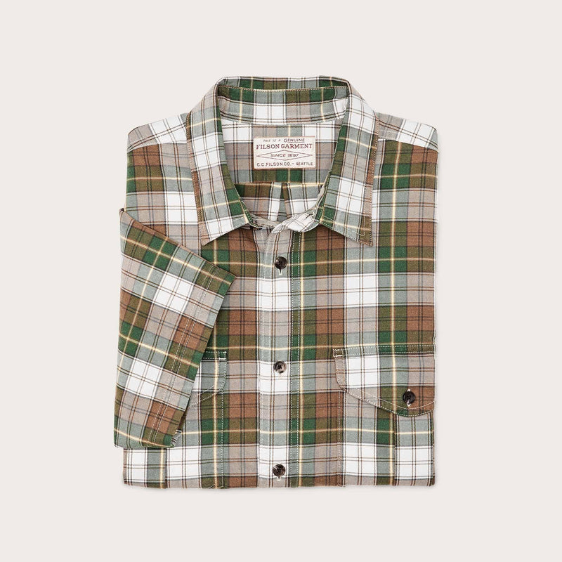 Short sleeve lightweight alaskan guide shirt by Filson | Green / white / brow (Multicolor)