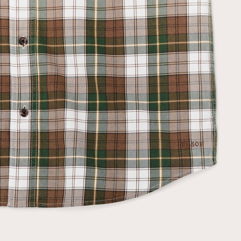 Short sleeve lightweight alaskan guide shirt by Filson | Green / white / brow (Multicolor)