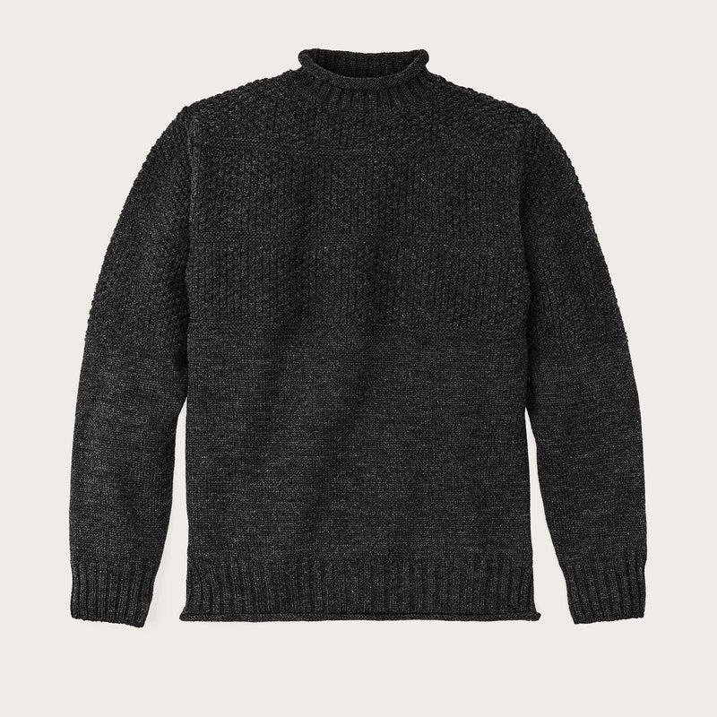 Wool roll neck fisherman's sweater by Filson | Charcoal heather (Gray)