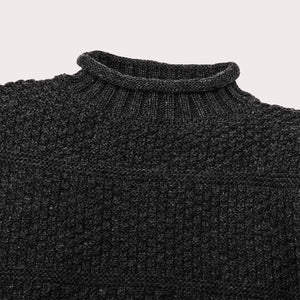 Wool roll neck fisherman's sweater by Filson | Charcoal heather (Gray)