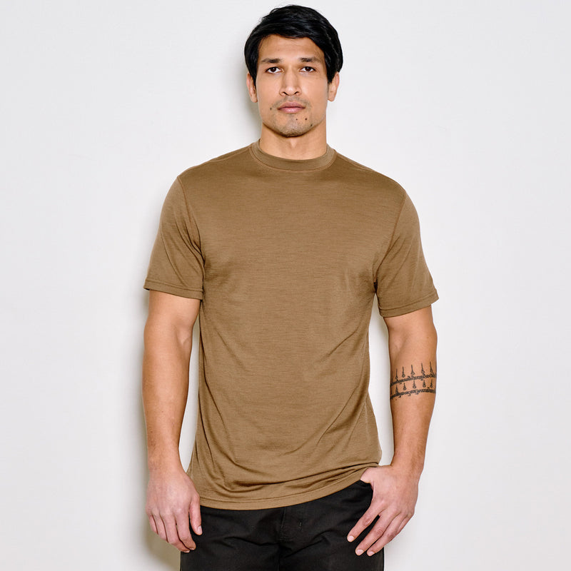 210g merino wool short sleeve crew di Filson | Rugged tan (Brown)