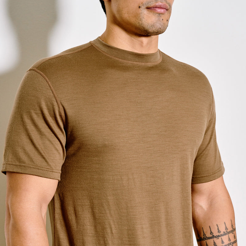 210g merino wool short sleeve crew by Filson | Rugged tan (Brown)