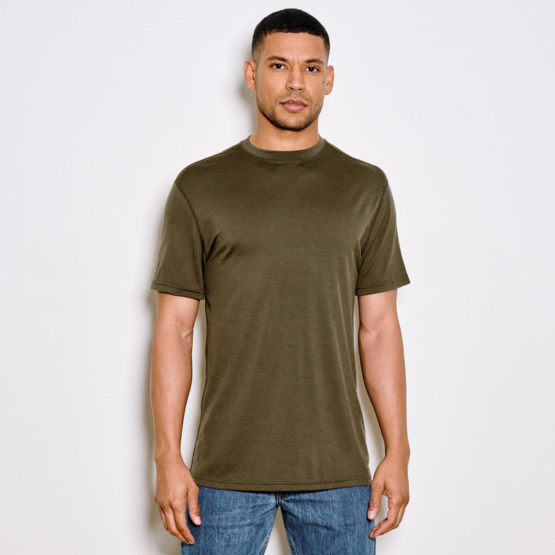 210g merino wool short sleeve crewneck by Filson | Dark olive (Green)