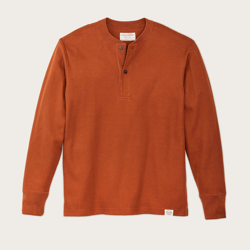 Waffle knit henley by Filson | Rust (Red)