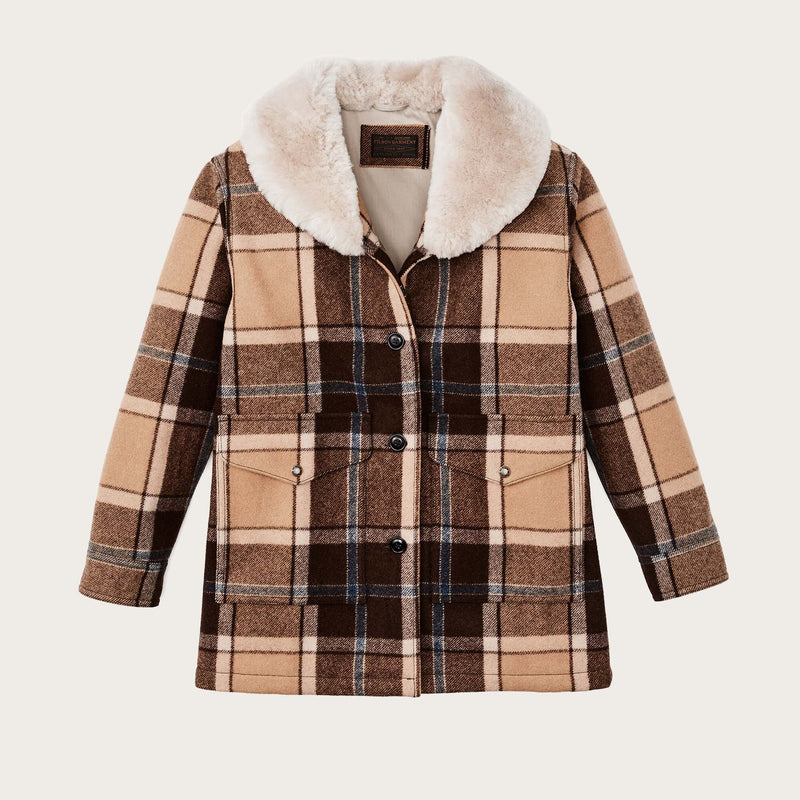 Women's lined wool packer coat by Filson | Cream / brown / mult (Beige)