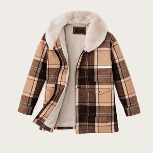 Women's lined wool packer coat by Filson | Cream / brown / mult (Beige)