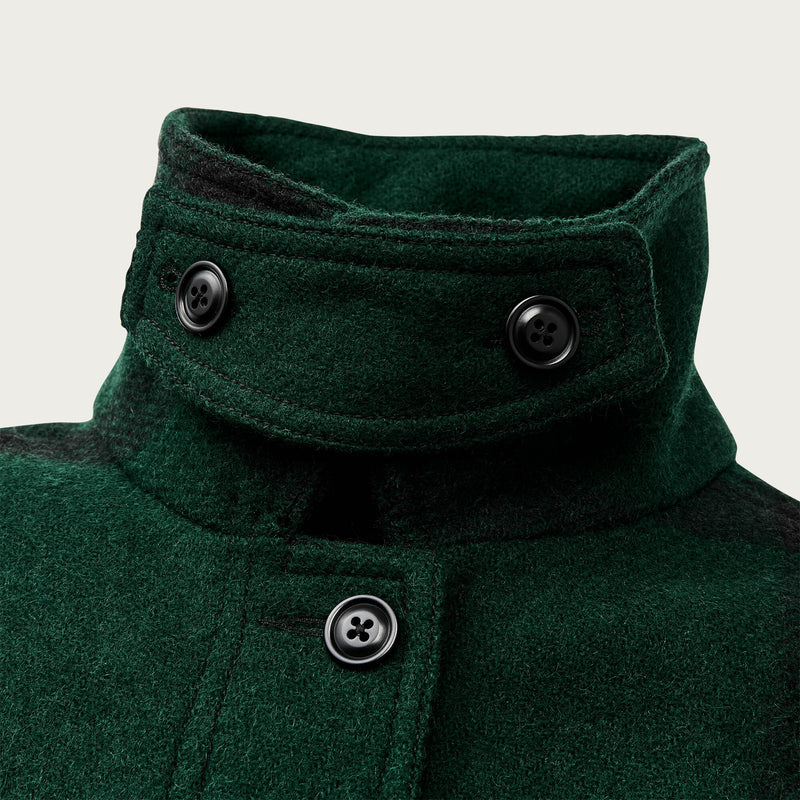 Women's wool long cruiser coat by Filson | Otter green / black (Green)