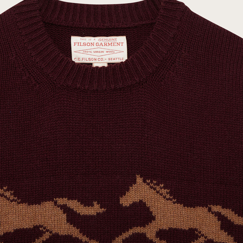 Women's wool crewneck sweater by Filson | Black cherry/mustard (Red)