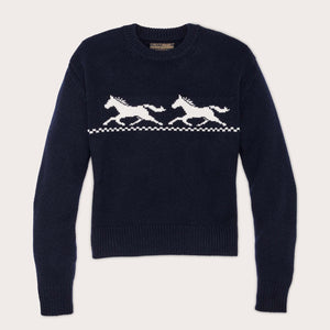 Women's wool crewneck sweater von Filson | Navy horse (Blue)