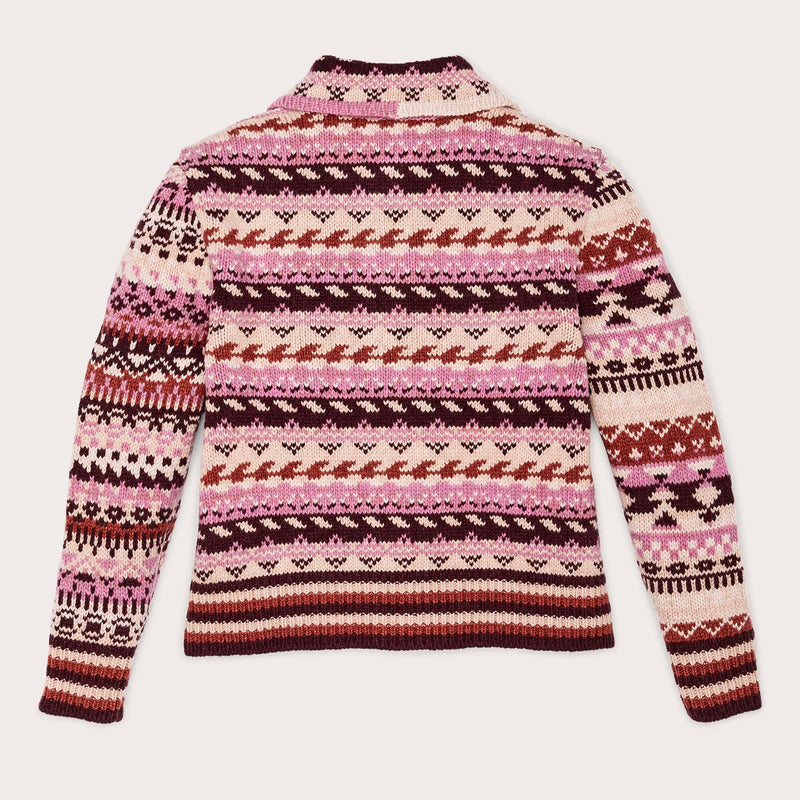 Women's fair isle cardigan by Filson | Burgundy/cream multi (Multicolor)