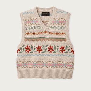 Women's jacquard cotton vest von Filson | Flower jacquard (Beige)