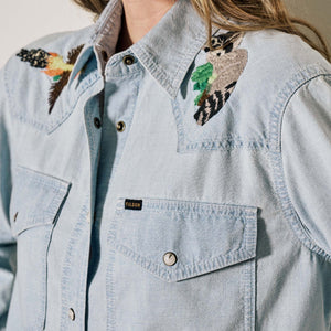 Women's embroidered western shirt by Filson | Light indigo chambra (Blue)