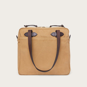 Rugged twill tote bag with zipper by Filson | Previously darktan (Beige)