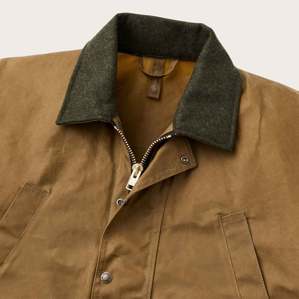GENUINE FILSON TIN CLOTH FIELD JACKET TAN WAXED MADE IN USA NEW !!!! X-LARGE