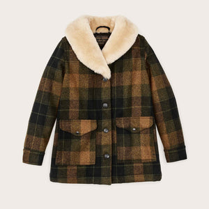 Women's wool trapper coat by Filson | Loden heather plaid (Brown)