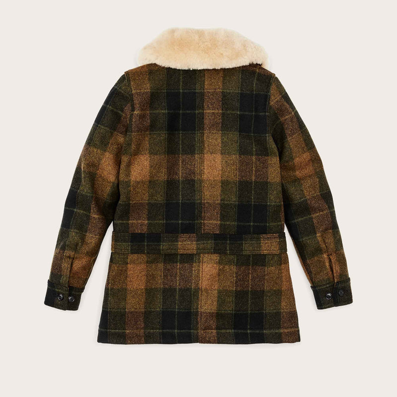 Women's wool trapper coat by Filson | Loden heather plaid (Brown)